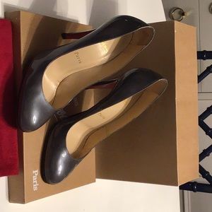 Christian Louboutin Patent Grey Simple 100 Pumps